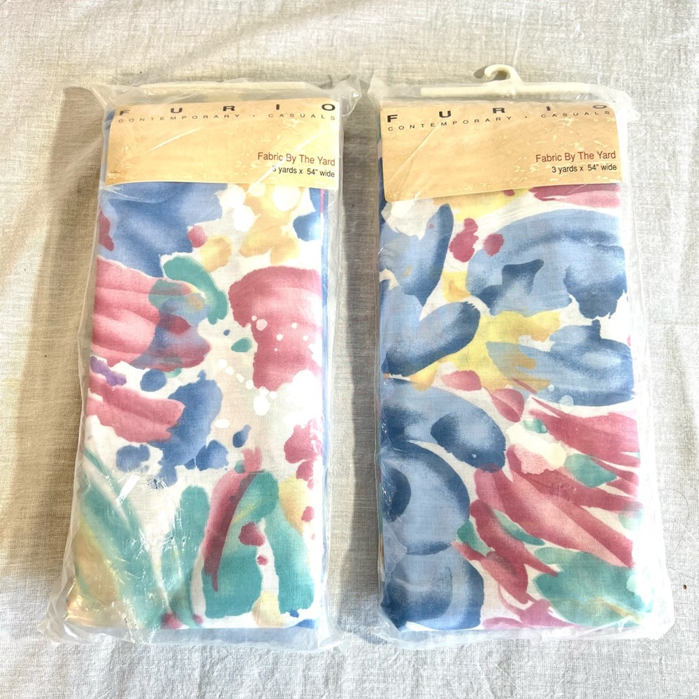 Vintage fabric furio pink blue 6 yards